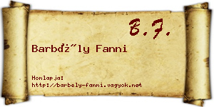 Barbély Fanni névjegykártya